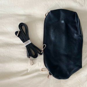 Black Faux Leather Side Satchel